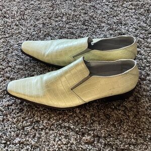 Sergio Cerruti Italy mens loafer shoes citrine color croc print leather size 45